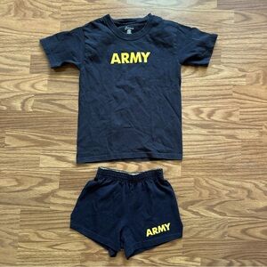 Soffe US Army Youth Kids Small Physical Fitness PRT Uniform T-Shirt Shorts EUC!